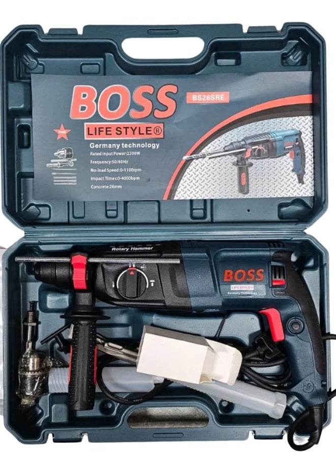 Boss 2200W SDS-Plus Rotary Hammer Drill – 3-Mode Heavy-Duty Tool