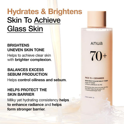 ANUA Rice 70 Toner – For Glass Skin & Glow (250ml)