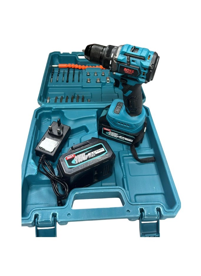 BOSS 118V Cordless Drill – Dual Battery, LED & Variable Speed