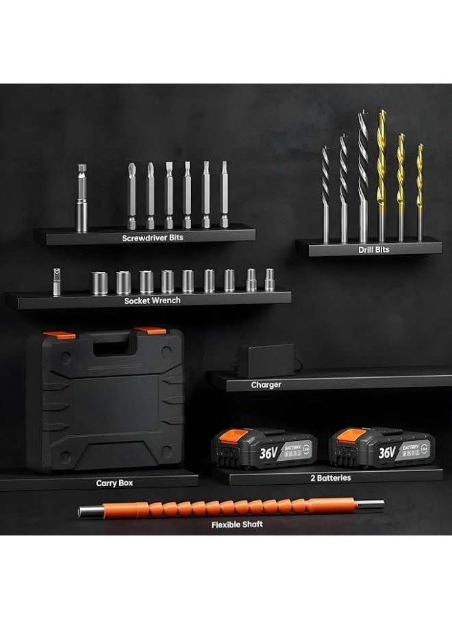 BOSS 36V Electric Drill – 10mm, 40N·m Torque, Dual Batteries